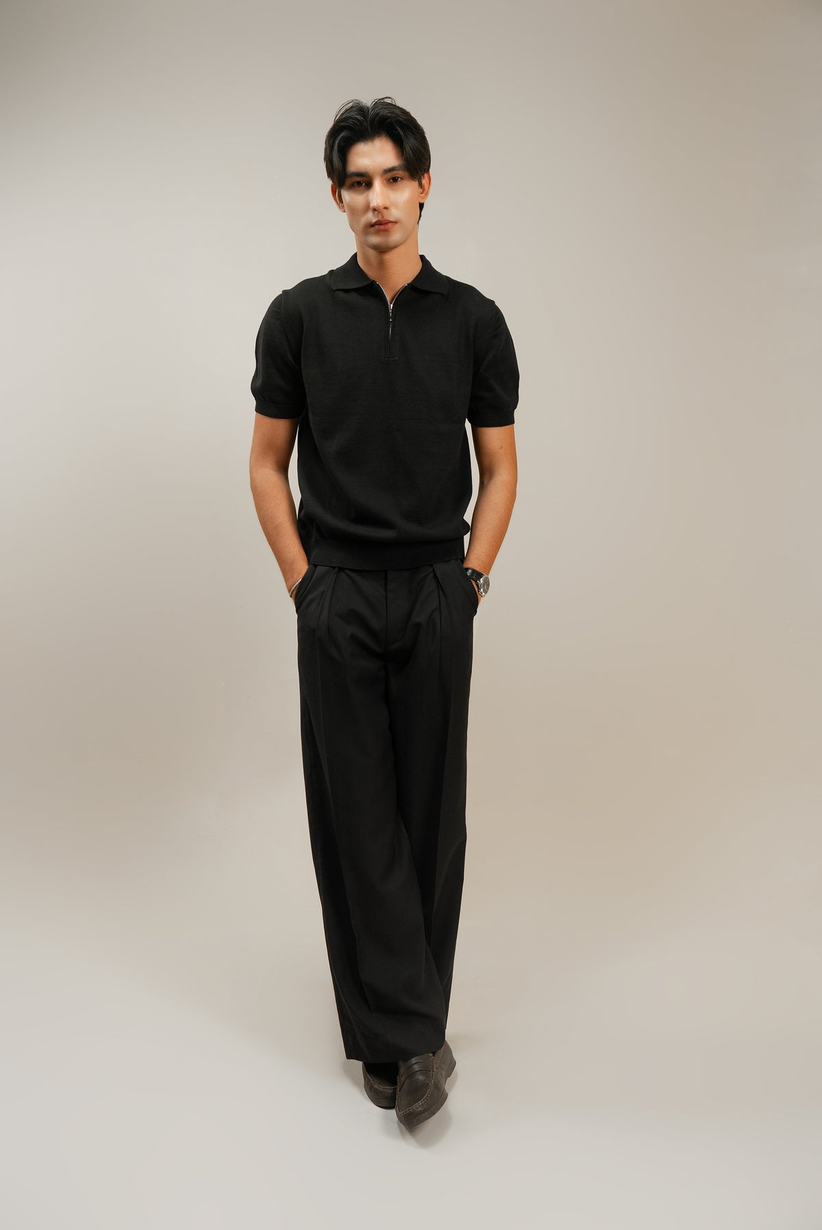 THE SAVILE PLEATED PANT - Black