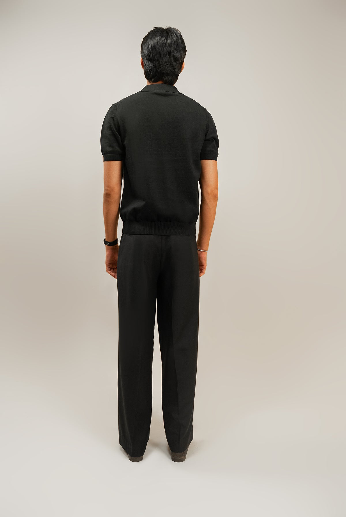 L’VALLON HALF ZIPPE POLO - Black