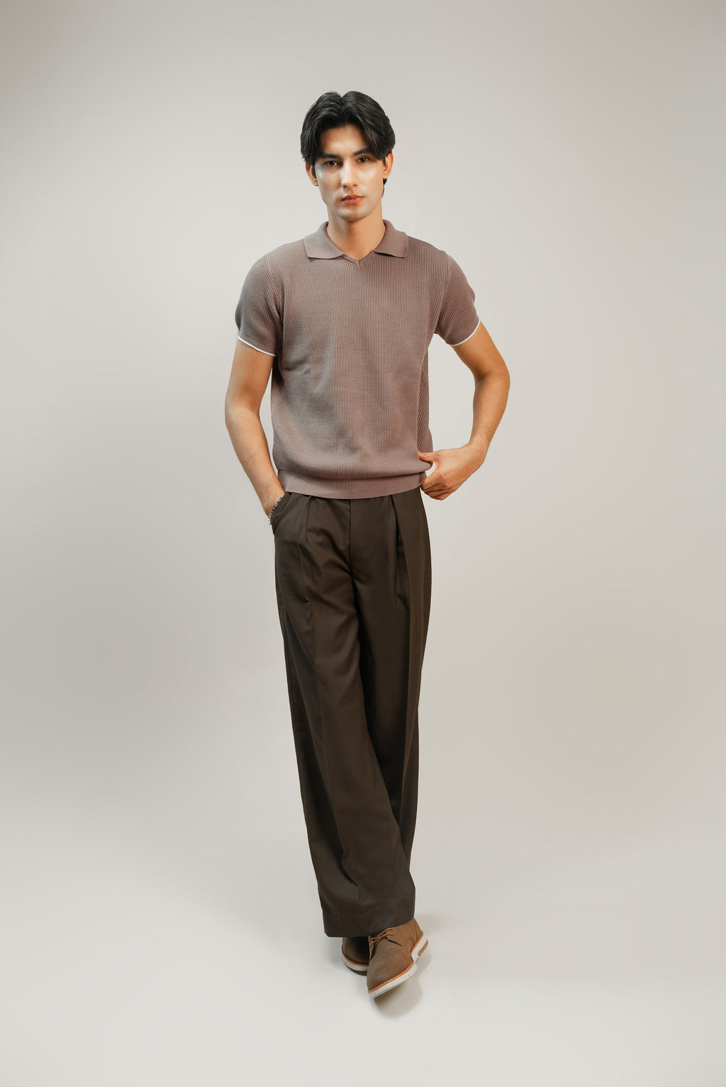 THE SAVILE PLEATED PANT - Brown