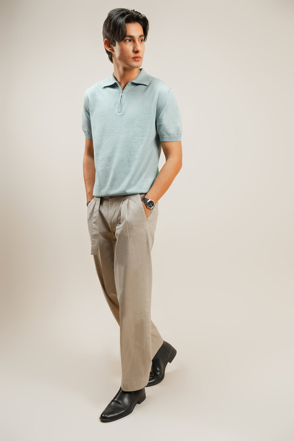 L’VALLON HALF ZIPPE POLO - Ether