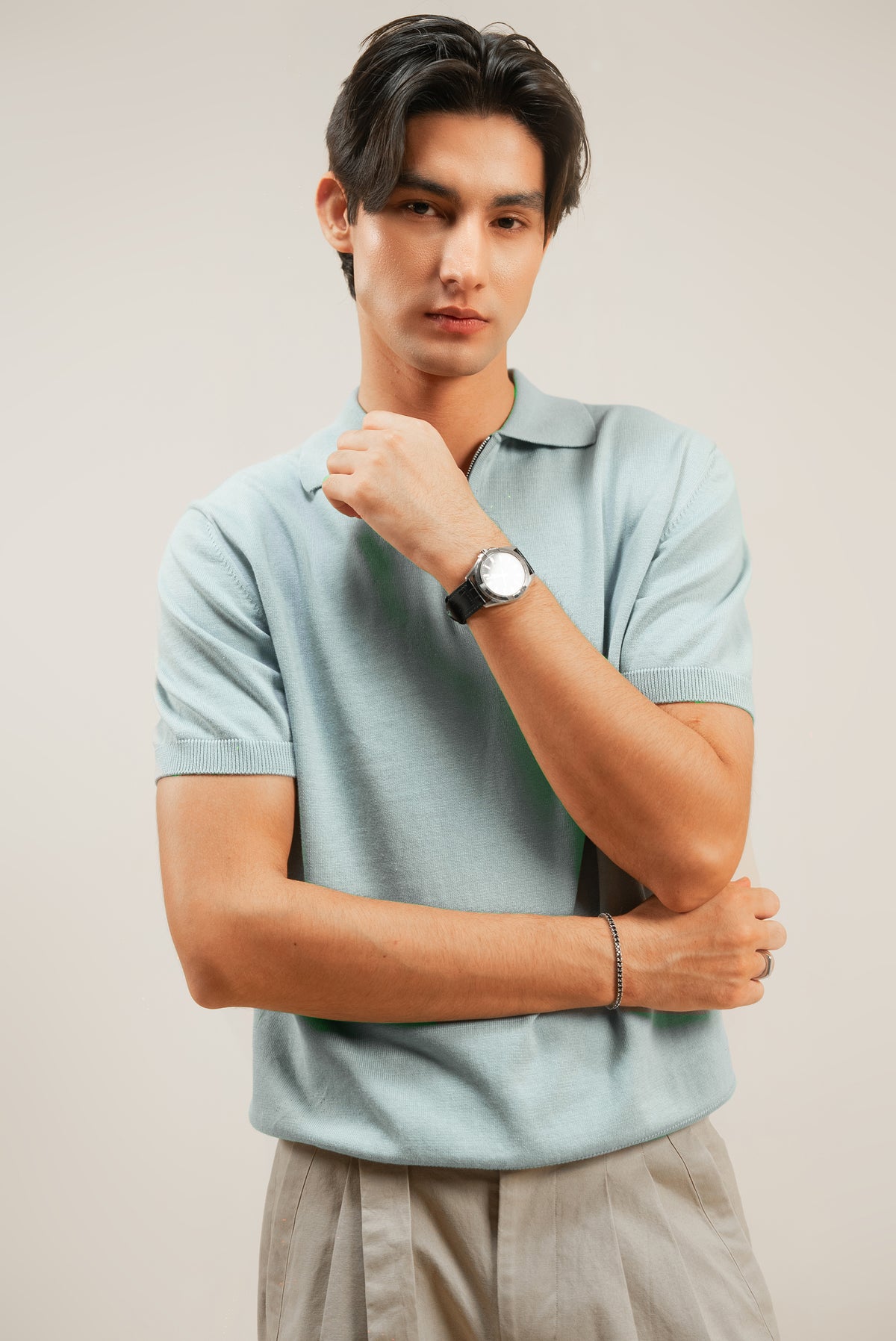 L’VALLON HALF ZIPPE POLO - Ether