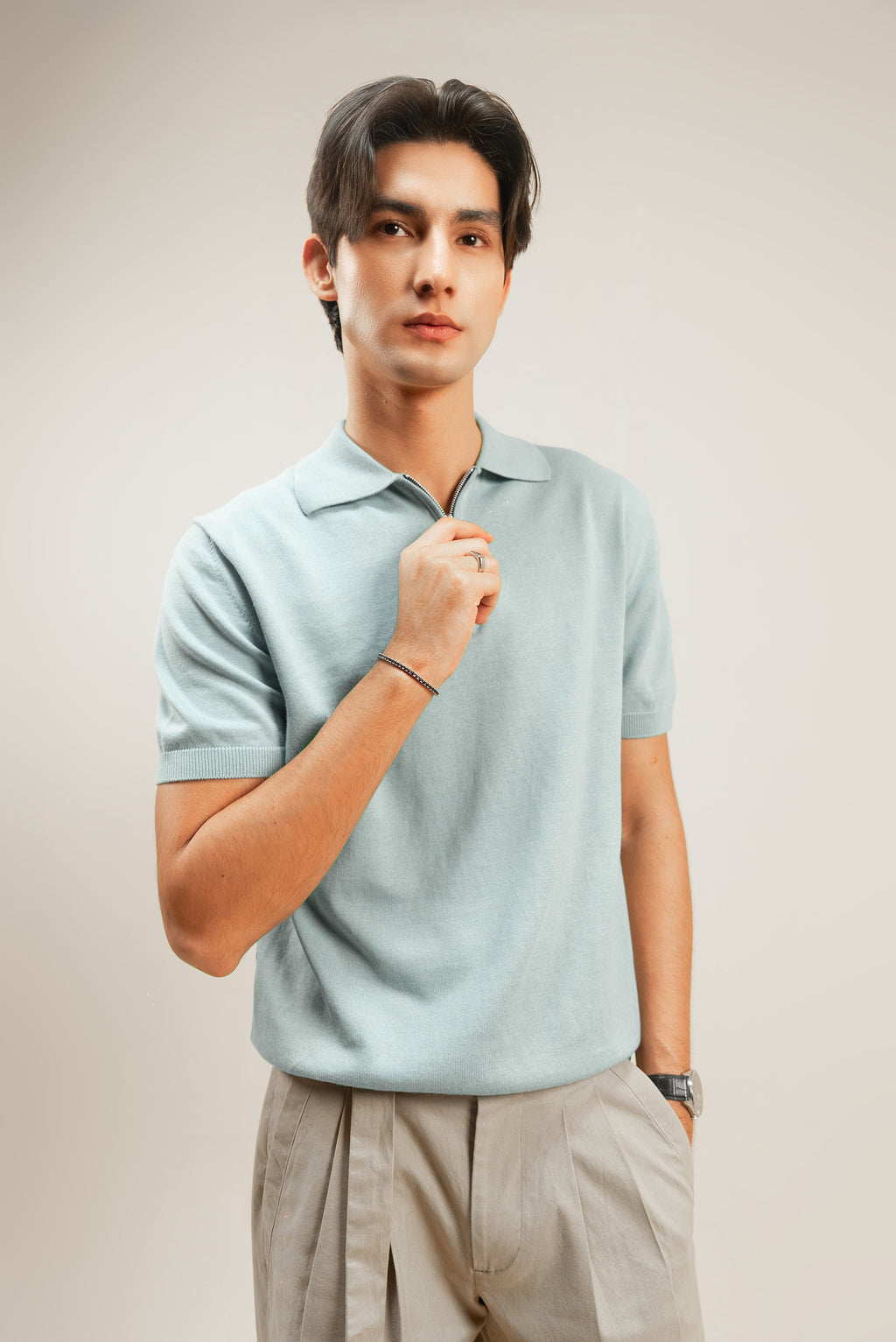 L’VALLON HALF ZIPPE POLO - Ether