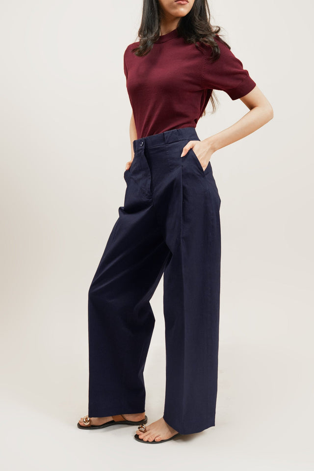 L’ÉLIANE 40’S TAILORED PANT - Garment Dyed Midnight Blue