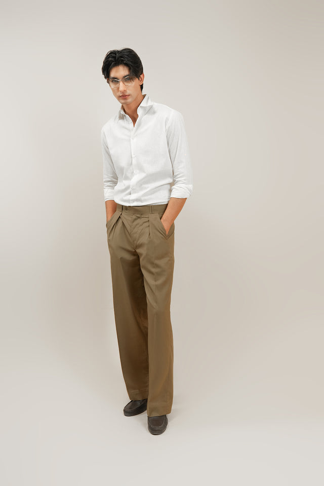 THE SAVILE PLEATED PANT - Khaki